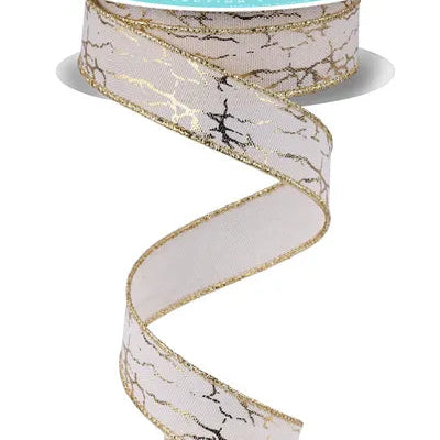 7/8"X10YD FOIL TWIGS - CREAM/GOLD - RGH70783R