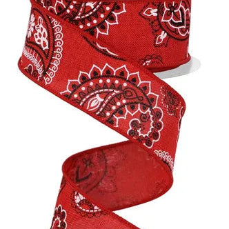 1.5"X10YD BANDANA/ROYAL - RED/BLACK/WHITE - RGE170924