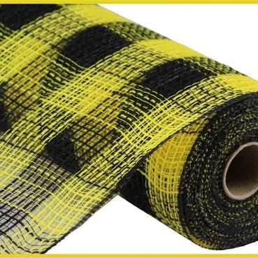 10.25"X10YD FAUX JUTE/PP SMALL CHECK - YELLOW/BLACK - RY8320F4