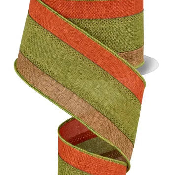 2.5"X10YD 3 COLOR ROYAL BURLAP - TAN/GREEN/RUST - RG1604CX