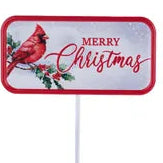 12"L MERRY CHRISTMAS PICK - CARDINAL - XC724999-C