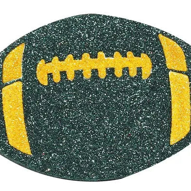5"W X 3.125"H GLITTER FOOTBALL - DARK GREEN/GOLD - MD0271R7