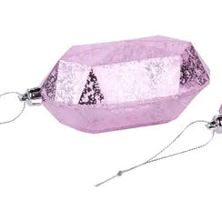 5.25"L ANTIQUE LOOK GEM ORNAMENT - ROUNDED - ICE PINK - XJ5514WF