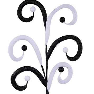28"L GLITTER TUBING COIL/STYROFOAM BALL SPRAY - BLACK/WHITE - XS1649NE