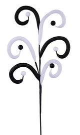 28"L GLITTER TUBING COIL/STYROFOAM BALL SPRAY - BLACK/WHITE - XS1649NE