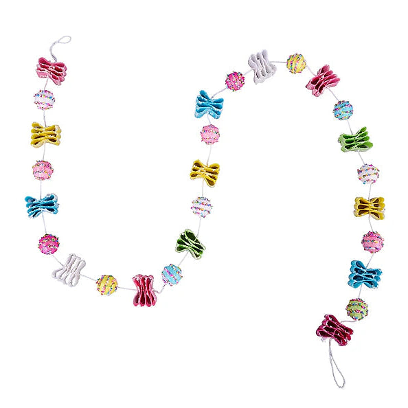 6'L RIBBON/SPRINKLE BALL CANDY GARLAND - PINK/YELLOW/GREEN/BLUE/FUCHSIA/WHITE - XG2136R8