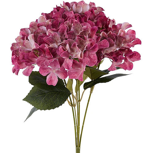 16"L FABRIC HYDRANGEA BUSH X5 - FUCHSIA/CREAM - FN175445