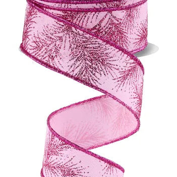 1.5"X10YD GLITTER PINE - PINK/HOT PINK - RGH140522