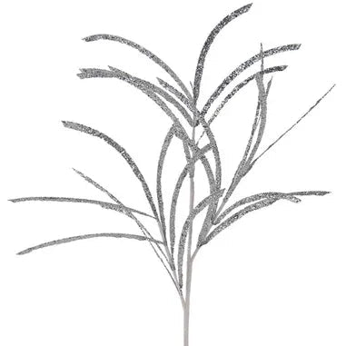 31"L GLITTERED/PAPER GRASS SPRAY - SILVER - XS104926