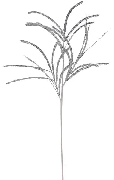 31"L GLITTERED/PAPER GRASS SPRAY - SILVER - XS104926