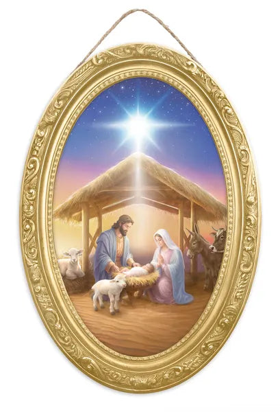 13"HX9"L MDF HOLY FAMILY NATIVITY - TAN/BROWN/MULTI - AP463