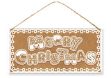 12"LX6"H CHRISTMAS/GINGERBREAD SIGN - BROWN/WHITE - MD1823F1