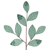 27"L VELVET/GLITTER MAGNOLIA LEAF SPRAY X9 - SAGE GREEN - XS255235
