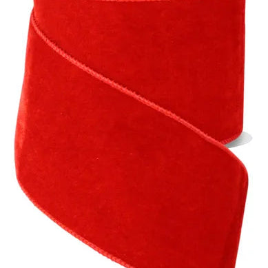 4"X10YD DELUXE VELVET/SATIN BACKING - RED - RGE166024