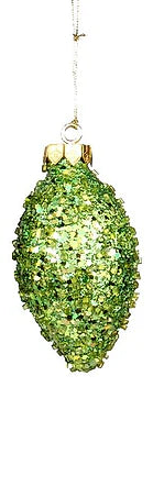 GLITTER/BEAD ORNAMENT - LIME - XY529035-3