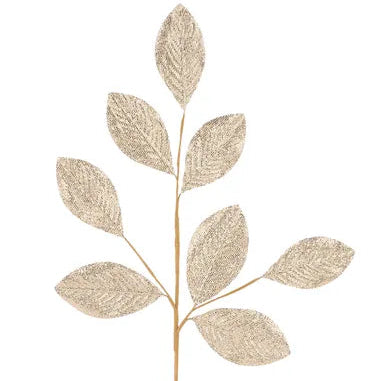30"L METALLIC/GLITTER LEAF SPRAY - GOLD - XS247408