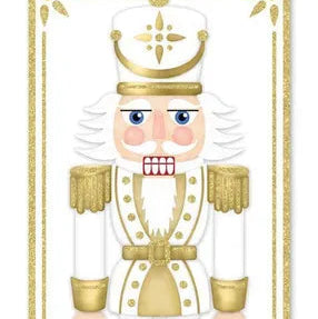 12.5"H GLITTER NUTCRACKER SIGN - GOLD/WHITE - AP7868