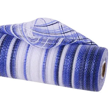 10"X10YD VERTICAL OMBRE STRIPE MESH - NAVY/ROYAL BLUE/WHITE - RE13862A