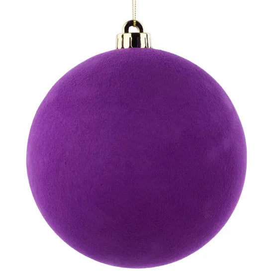 150MM SMOOTH FLOCKED BAL ORNAMENT - PURPLE - XH115023