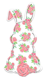 15"HX7.9"L METAL BUNNY BOTTOM SIGN - PINK/HOT PINK/WHITE/GREEN/GRY - MD1124
