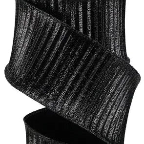 2.5"X10YD PLEATED WOVEN METALLIC - BLACK - RB100302