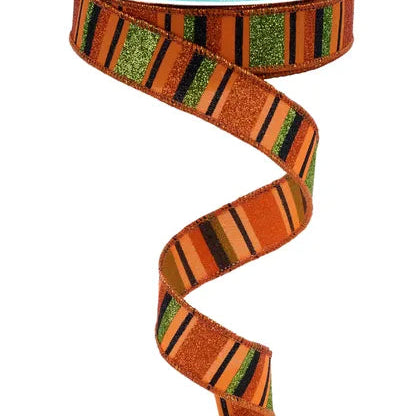 7/8"X10YD HORIZONTAL STRIPE - ORANGE/LIME/BLACK - RGF791220