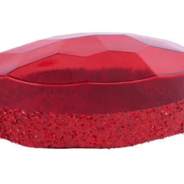 6.5"LX4.25"W LASER GLITTER OVAL GEM ORNAMENT - RED - XJ553524