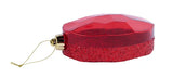 6.5"LX4.25"W LASER GLITTER OVAL GEM ORNAMENT - RED - XJ553524