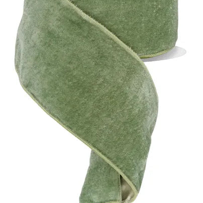 4"X10YD DELUXE VELVET/SATIN BACKING - SAGE GREEN - RGE166030