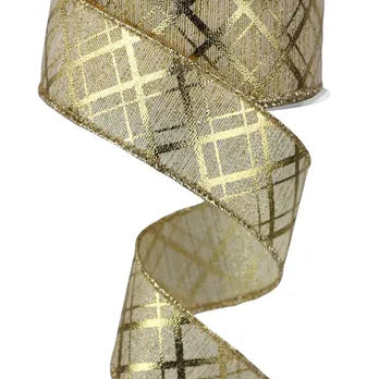 1.5"X10YD METALLIC THICK/THIN DIAGONAL - GOLD - RGE167908