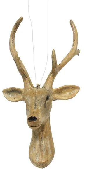 10"H DEER HEAD ORNAMENT - WOOD GRAIN - XY7997ET