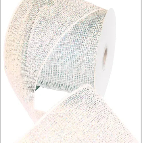 4"X25YD METALLIC - WHITE W/LASER SILVER FOIL - RS200541