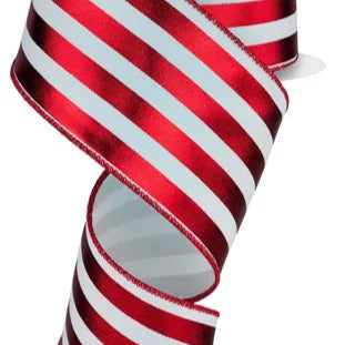 2.5"X10YD METALLIC VERTICAL STRIPES - RED/WHITE - RGE143267