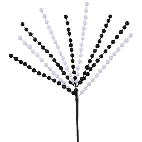 15.5"L GLITTER/STYROFOAM BALL PICK - BLACK/WHITE - XS1643NE