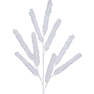 32.5"L IRIDESCENT FABRIC GRASS PLUME SPRAY - WHITE - XS157227
