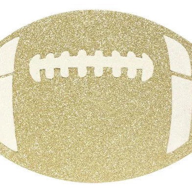 12"WX7.25"H GLITTER FOOTBALL - GOLD/WHITE - MD0272AW