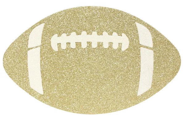 12"WX7.25"H GLITTER FOOTBALL - GOLD/WHITE - MD0272AW