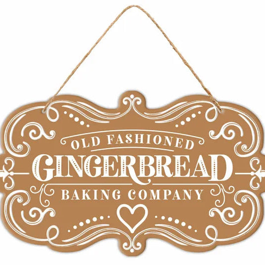 11.5"L X 6.75"H GINGERBREAD BAKING SIGN - TAN/WHITE - MD1789E3