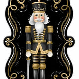11.5"H X 6.75"L HARLEQUIN NUTCRACKER SIGN - BLACK/GOLD/WHITE - MD1794E5