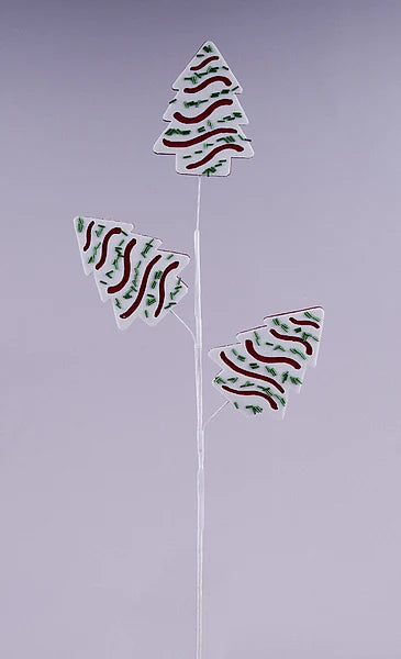 27"L FELT/BEAD CHRISTMAS TREE CAKE SPRAY - WHITE/RED/EMERALD - XP388327