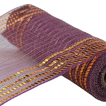 10.25"X10YD MATTE/METALLIC BORDER MESH - ROSE/MULBERRY/ORANGE - RY8516FY