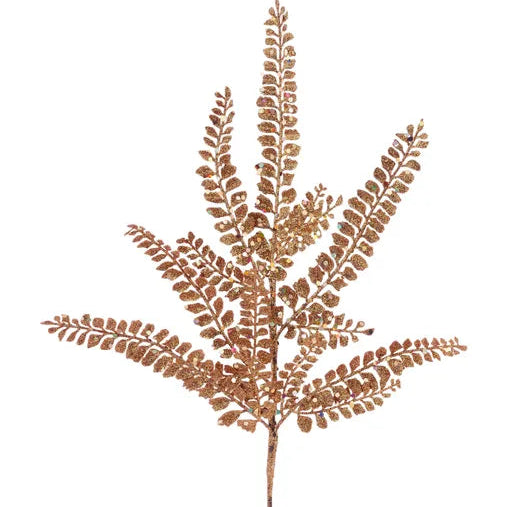 16"L GLITTER FERN SPRAY - COPPER - XS756860