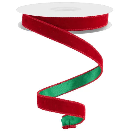 7/8"X10YD DELUXE VELVET/SATIN BACKING - RED/GREEN - RGE777973