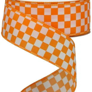 1.5"X10YD MINI CHECK - ORANGE/WHITE - RGA1054KJ