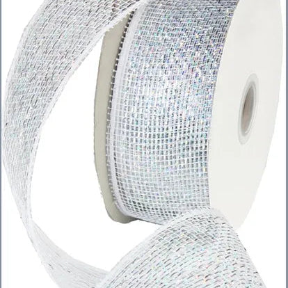 2.5"X25YD METALLIC - WHITE W/LASER SILVER FOIL - RS200441