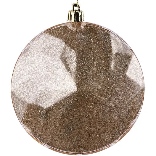 120MM GLITTER FACETED FLAT DIAMOND ORNAMENT - CHAMPAGNE - XJ7657N5