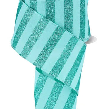 2.5"x10YD HORIZONTAL GLITTER STRIPES - MINT - RGF1967AN