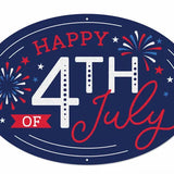 15"L X 10.36"H GLITTER 4TH OF JULY OVAL SIGN - NAVY/RED/WHITE - MD1753C9