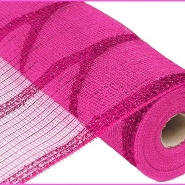 10.25"X10YD WIDE TINSEL/PP/FOIL MESH - HOT PINK - RY840111