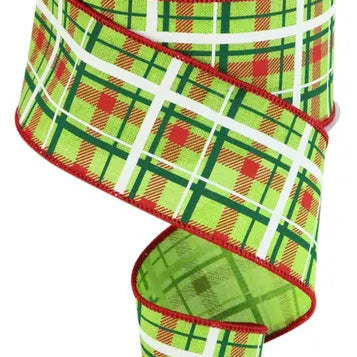 2.5"X10YD PRINTED PLAID/ROYAL - LIME/RED/EMERALD/WHITE - RGC15412W